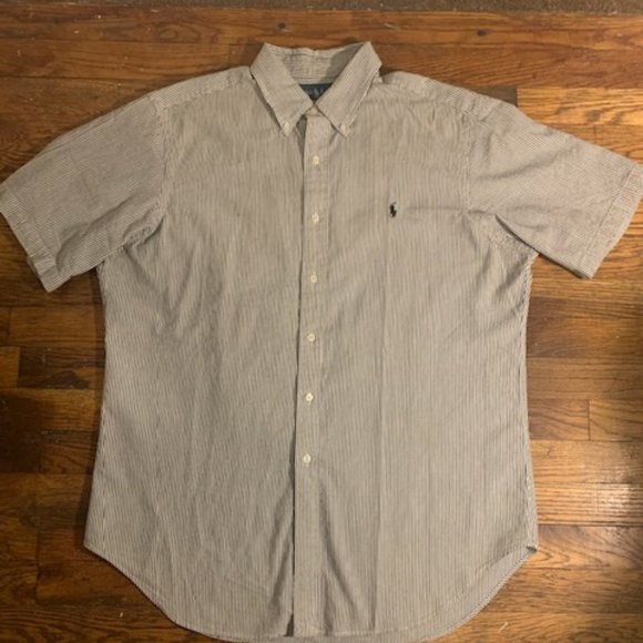 Polo | Men's Seersucker Striped Button Up | Size L - Picture 1 of 5